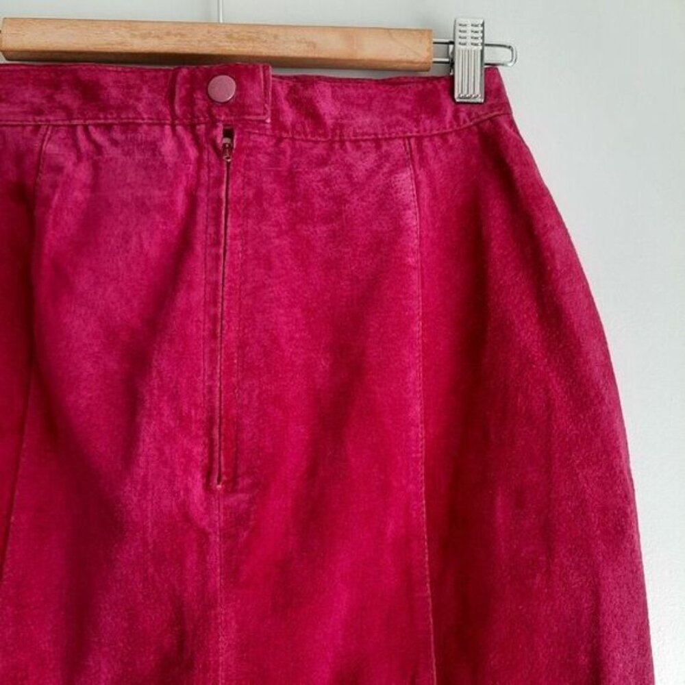 Vintage J WALDEN 100% Genuine Suede Leather Pencil Mini Skirt Pink Sz S - Picture 10 of 16